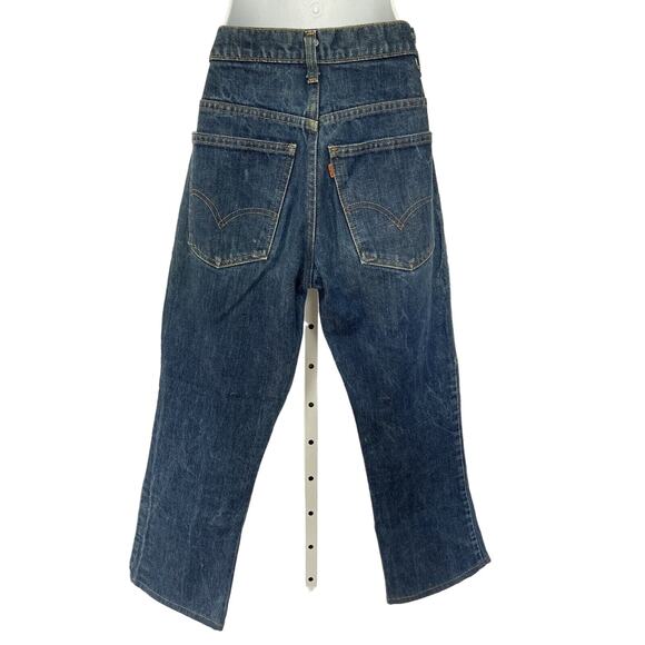 Vintage 70s Levis 646 Dark Wash High Rise Flare Crop Women's Petite 27X25 - Picture 4 of 11